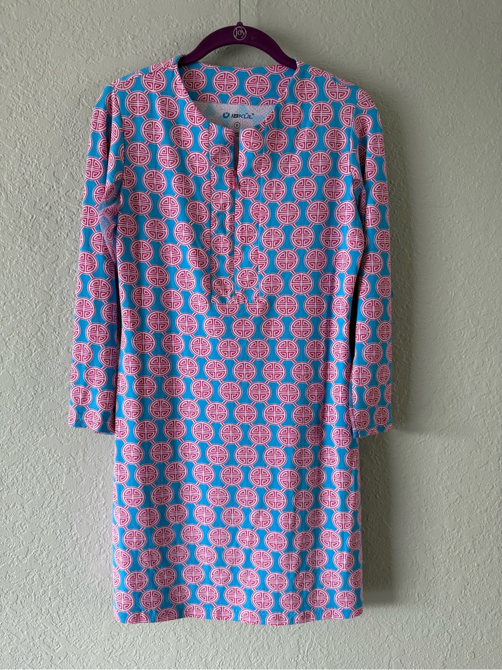 IBKUL Pink and Aqua Geometric Mini Dress
